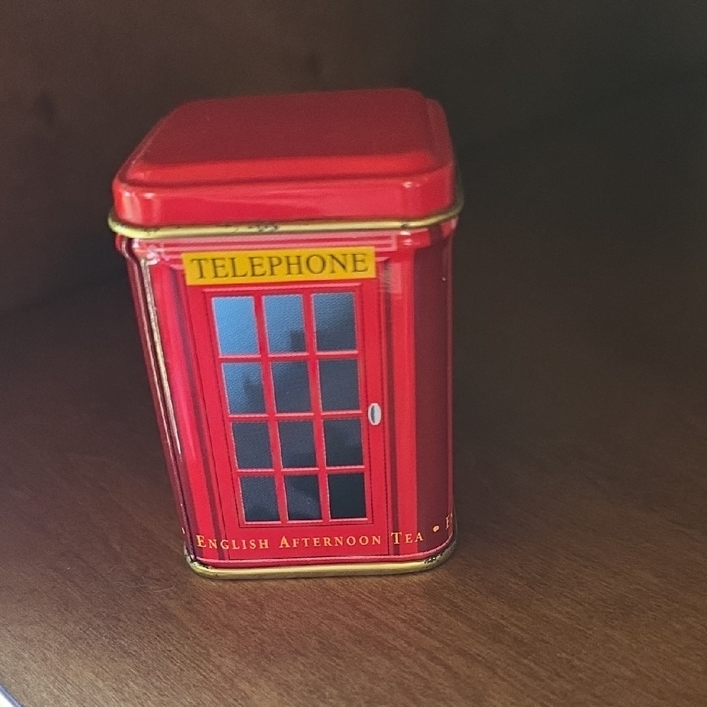 Red Telephone Booth Empty Tea Tin